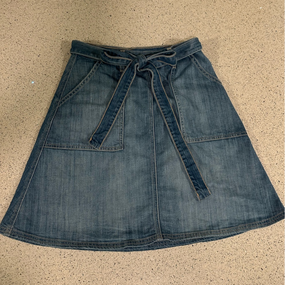 Current/Elliott Denim A-Line Wrap Around Skirt with Denim Belt 0